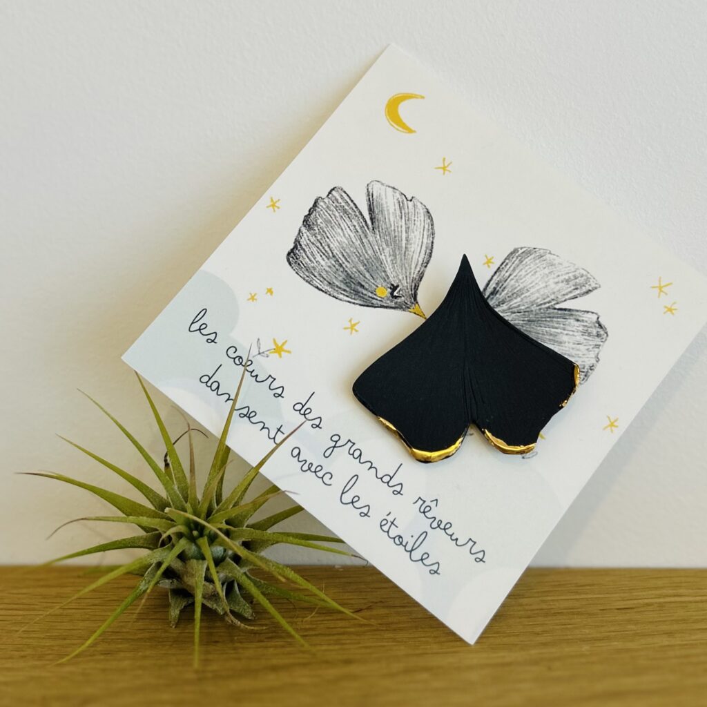 Broche Ginkgo - Noire