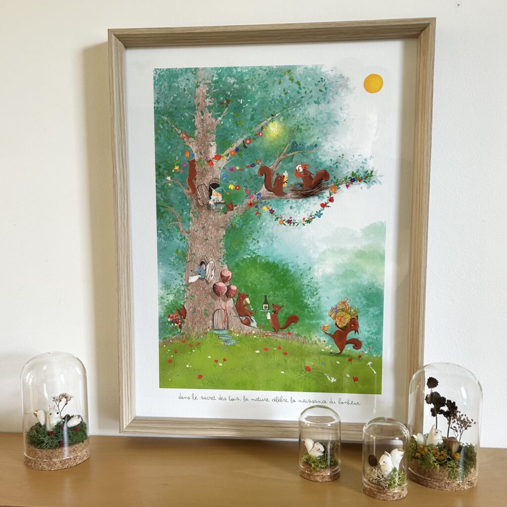 Illu 'Dans le secret des bois' 30/40cm